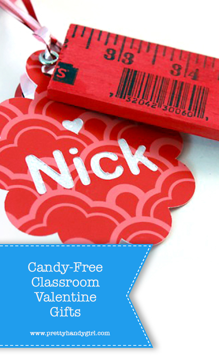Glitter Cut Out Valentine Name Tags| Pretty Handy Girl