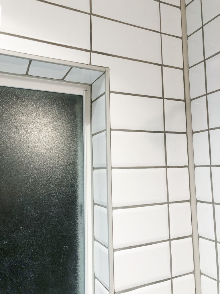 close up corner of window with schluter quadec profiles
