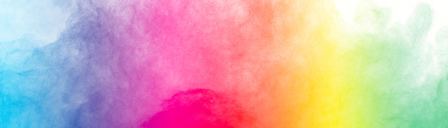 Pretty Handy Girl Explosion of colored powder isolated on white background.