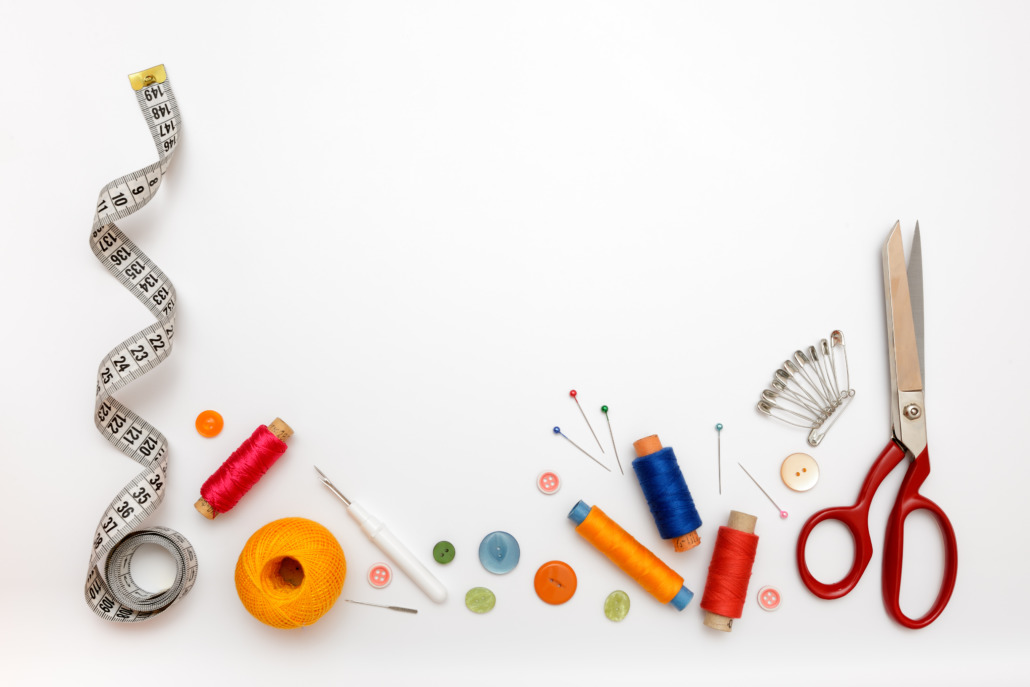 Copyspace frame with sewing tools and accesories