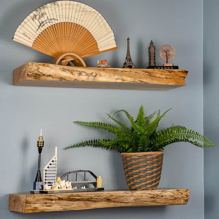 live edge floating shelves