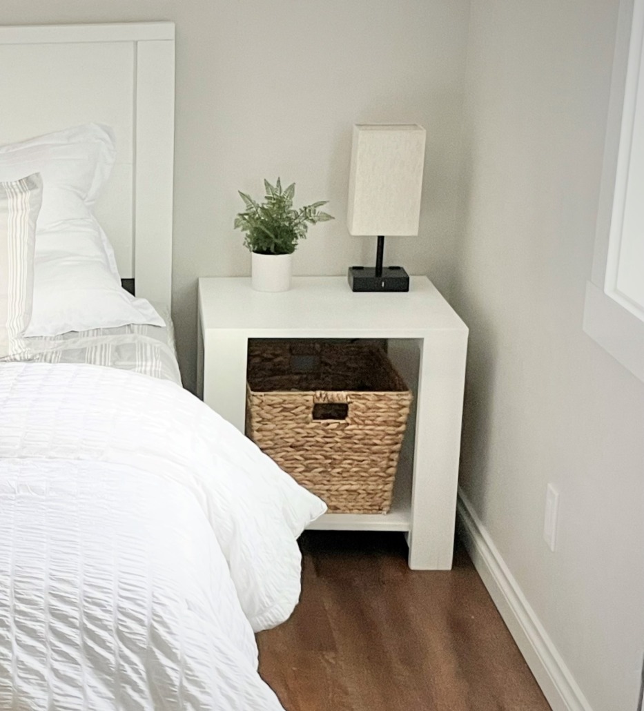 white painted end table