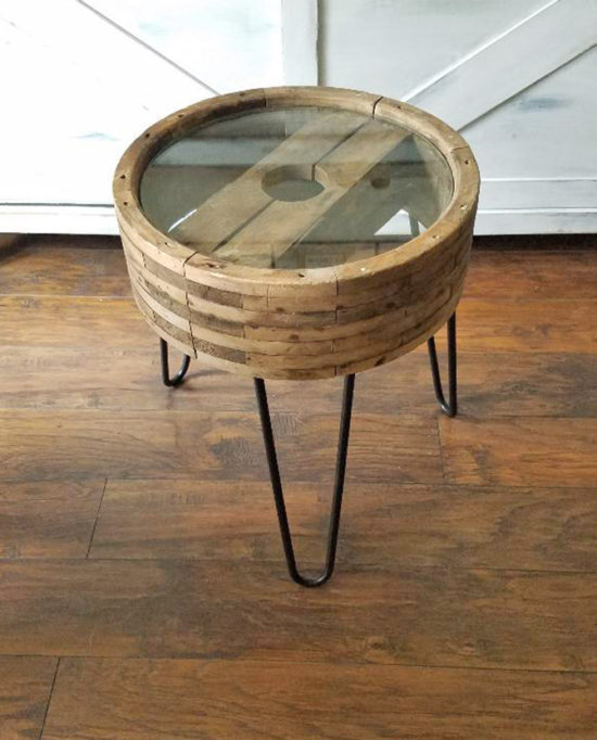 wood table with hair pin legs
