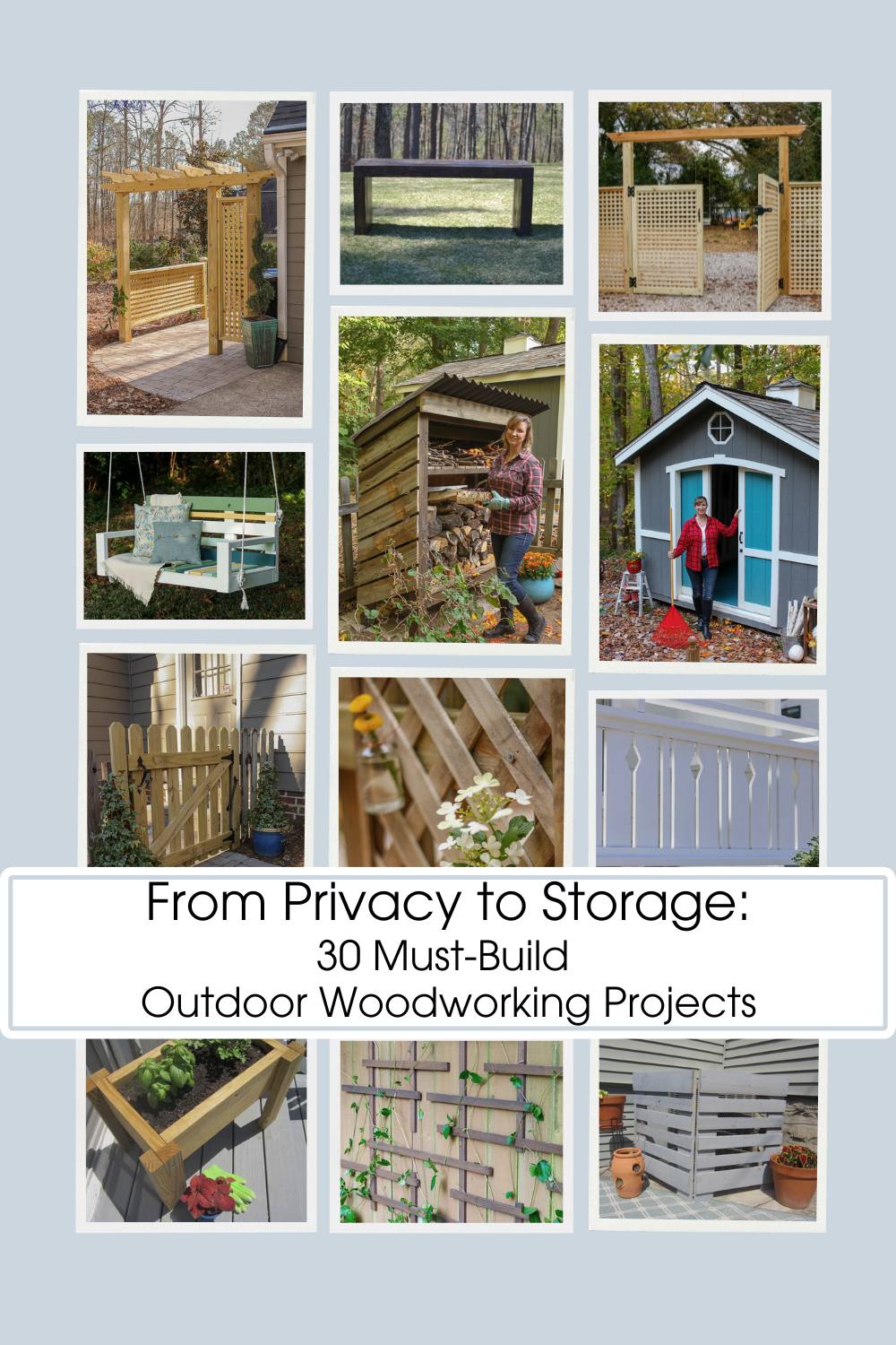 collage with 12 outdoor woodworking projects