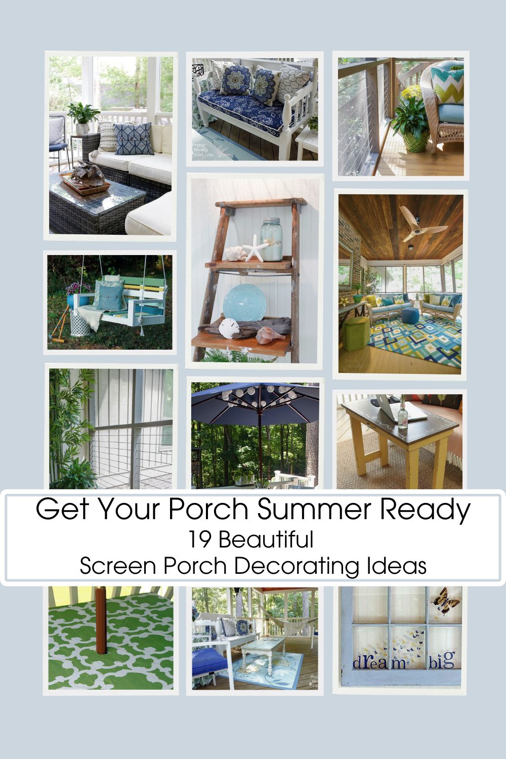 collage with diy screen porch decor ideas