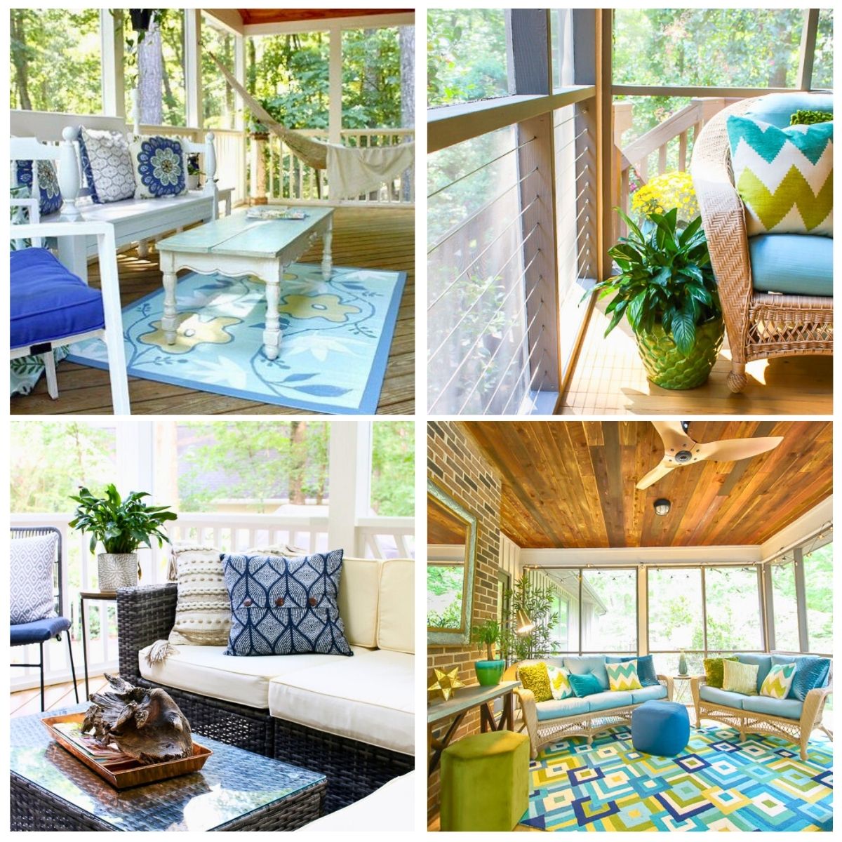 collage with 4 images porch decorating ideas