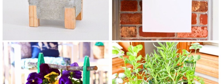 collage with 4 images showing diy planters