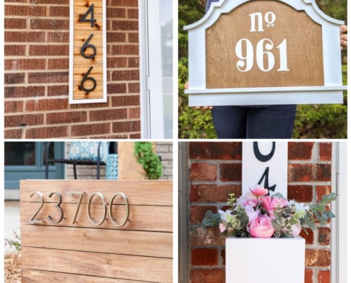 4 image collage diy house number sign ideas