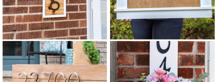 4 image collage diy house number sign ideas