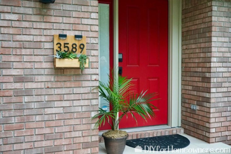 diy house number sign with planter box