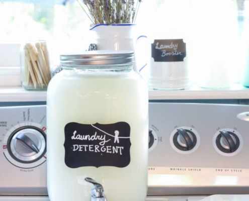 diy laundry detergent with chalkboard label