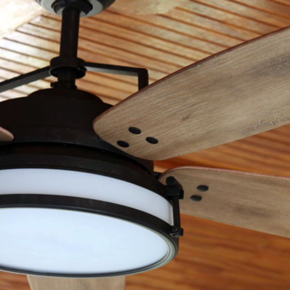 new ceiling fan installed in porch