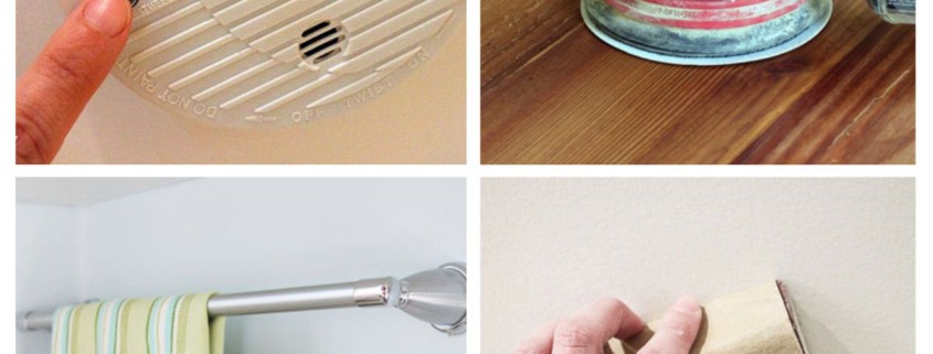 4 image collage home maintenance tasks