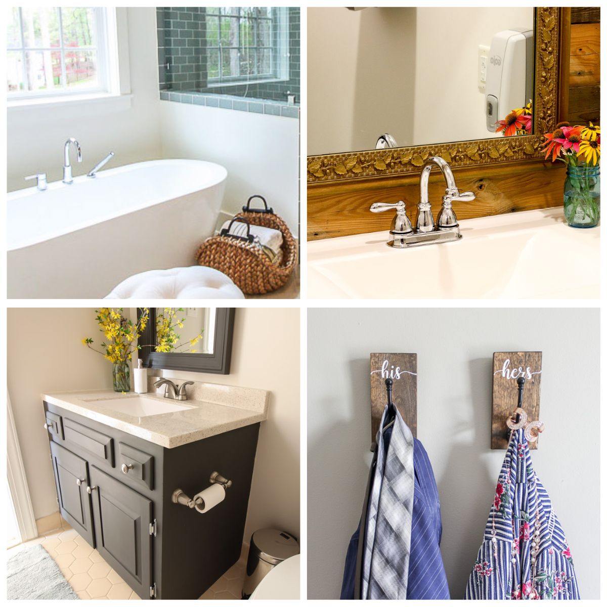 4 image collage diy bathroom projects